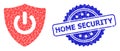 Distress Home Security Seal Stamp and Recursive Shield Turn Off Icon Composition Royalty Free Stock Photo