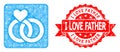 Distress I Love Father Stamp Seal and Hatched Wedding Rings Icon