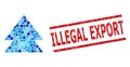 Distress Illegal Export Stamp and Move Up Composition of Circles Royalty Free Stock Photo