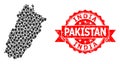 Distress India Pakistan Stamp Seal and Marker Mosaic Map of Punjab Province