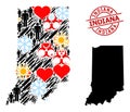 Distress Indiana Seal and Winter Customers Syringe Mosaic Map of Indiana State