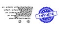 Distress Invoice Watermark and Fractal Shopping Cart Icon Composition