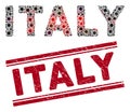 Distress Italy Red Stamp and Coronavirus Mosaic Text Royalty Free Stock Photo