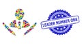 Distress Leader Number One Stamp Seal and Colorful Mosaic Butchery Boss Royalty Free Stock Photo