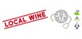 Distress Local Wine Line Seal with Mosaic Cow Veterinary Icon