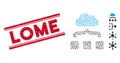 Distress Lome Line Seal with Mosaic Combine Cloud Icon Royalty Free Stock Photo