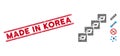 Distress Made in Korea Line Seal and Collage Dash Block Chain Icon