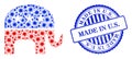 Distress Made in U.S. Stamp and Covid Republican Elephant Collage Icon