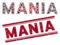 Distress Mania Red Stamp and Coronavirus Mosaic Text Royalty Free Stock Photo