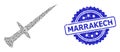 Distress Marrakech Seal and Recursive Sword Icon Composition