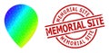 Distress Memorial Site Badge and Lowpoly Spectral Colored Map Marker Icon with Gradient