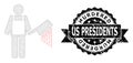 Distress Murdered Us Presidents Ribbon Seal Stamp and Mesh Wireframe Bloody Butcher Royalty Free Stock Photo