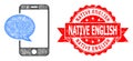 Distress Native English Stamp and Network Smartphone Message Icon