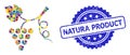 Distress Natura Product Seal and Multicolored Mosaic Grape Plant
