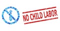 Distress No Child Labor Seal and Stop Man Tie Composition of Circles