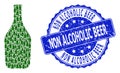 Distress Non Alcoholic Beer Round Watermark and Recursive Wine Bottle Icon Composition