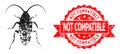 Distress Not Compatible Stamp Seal And Damaged Cockroach Lowpoly Mocaic Icon