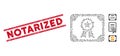 Distress Notarized Line Stamp with Mosaic Authorize Diploma Icon