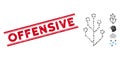 Distress Offensive Line Stamp with Mosaic Hi-Tech Tree Icon Royalty Free Stock Photo