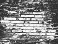 Distress old brick wall texture. Black and white grunge background. Vector illustration Royalty Free Stock Photo