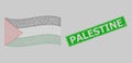 Distress Palestine Badge and Carcass Mesh Waving Palestine Flag