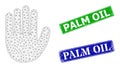 Distress Palm Oil Imprints and Triangle Mesh Hand Palm Icon