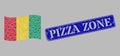 Distress Pizza Zone Seal and Targeting Waving Guinea Flag - Collage with Route Marks