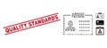Distress Quality Standards Line Stamp and Collage Badge Icon