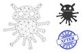 After Distress Rubber Imprint and Web Mesh Virus Robot Vector Icon