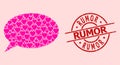 Grunge Rumor Stamp and Pink Heart Chat Cloud Mosaic