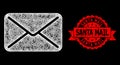 Distress Santa Mail Stamp Seal and Bright Web Mesh Mail with Lightspots Royalty Free Stock Photo