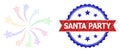 Distress Santa Party Round Rosette Bicolor Stamp and Mesh Wireframe Fireworks Festival