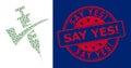 Distress Say Yes! Round Watermark and Recursive Vaccine Confirmed Icon Mosaic