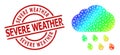 Distress Severe Weather Badge and Triangle Filled Rainbow Rain Cloud Icon with Gradient