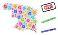 Distress Spanish Paella Day Stamp Seals and Colored Pandemic Zamora Province Map Mosaic