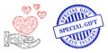 Distress Special Gift Seal and Net Hand Offer Love Hearts Mesh
