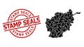 Distress Stamp Seals Stamp and Human Foot Print Mosaic of Afghanistan Map