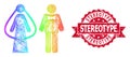Distress Stereotype Seal and Multicolored Net Weds Persons Royalty Free Stock Photo