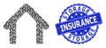 Distress Storage Insurance Round Seal Stamp and Recursion Garage Icon Collage