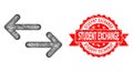 Distress Student Exchange Seal and Linear Exchange Arrows Icon