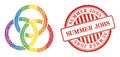 Distress Summer Jobs Seal and Rainbow Circle Links Knot Mosaic Icon of Circles