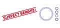 Distress Suspect Beware! Line Seal with Collage Round Rosette Seal Icon Royalty Free Stock Photo