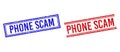 Distress Textured PHONE SCAM Stamps with Double Lines Royalty Free Stock Photo
