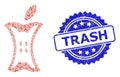 Distress Trash Stamp and Recursive Apple Stump Icon Mosaic