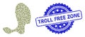 Distress Troll Free Zone Watermark and Recursion Spot Icon Collage Royalty Free Stock Photo