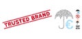 Distress Trusted Brand Line Seal and Mosaic Euro Umbrella Icon