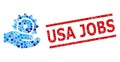 Distress USA Jobs Stamp Print and Development Service Mosaic of Rounded Dots
