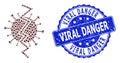 Distress Viral Danger Round Seal Stamp and Recursive Virus Break Icon Collage