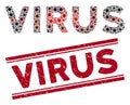 Distress Virus Red Seal and Coronavirus Mosaic Text