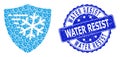 Distress Water Resist Round Watermark and Fractal Frost Protection Icon Composition